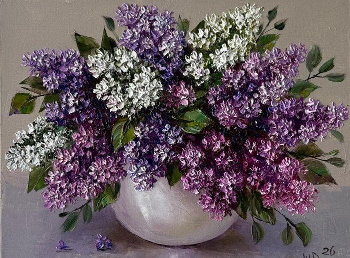 Drozda Nataly (XX-XXI) - Spring Lilac, Antiek en Kunst, Kunst | Schilderijen | Klassiek