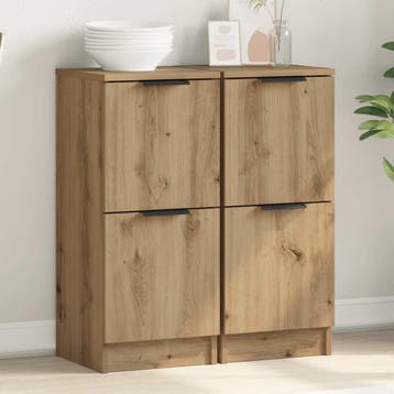 vidaXL Dressoirs 2 st 30x30x70 cm bewerkt hout artisanaal, Minder dan 50 cm, Verzenden, Nieuw, 25 tot 50 cm