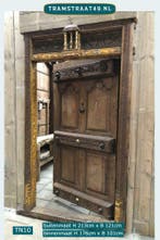 Oude antieke deur uit India, teakhout deur met kozijn, 100 tot 120 cm, Binnendeur, Ophalen of Verzenden, Zo goed als nieuw