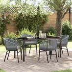 vidaXL Tuin eettafelset 5 pcs Antraciet Gepoedercoat staal, Verzenden, Nieuw, Rotan, 5 zitplaatsen