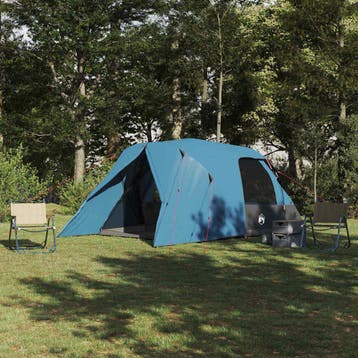 vidaXL Dome Tent 4-Person met dak met opslag Blauw 455 x 252, Verzenden, Nieuw, Tot en met 2