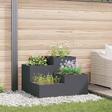vidaXL Plantenbak Antraciet 100 x 100 x 60 cm Staal, 100 cm of meer, Verzenden, Nieuw, Metaal