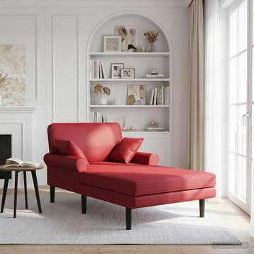 vidaXL Chaise longue Wijnrood Kunstleer, Verzenden, Nieuw