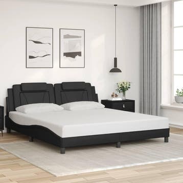 vidaXL Bedframe Viana zonder matras kunstleer zwart, Overige materialen, Eenpersoons, Verzenden, Zwart