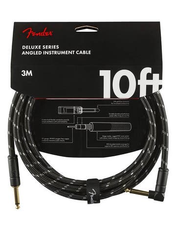 Fender Deluxe Series instrument kabel haaks 3m tweed zwart, Verzenden, Nieuw