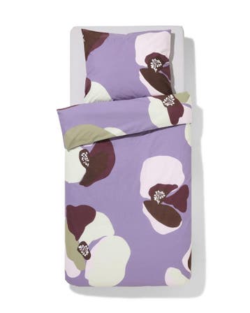 HEMA Dekbedovertrek 140x200/220cm zacht katoen bloemen, Verzenden, Nieuw, Paars