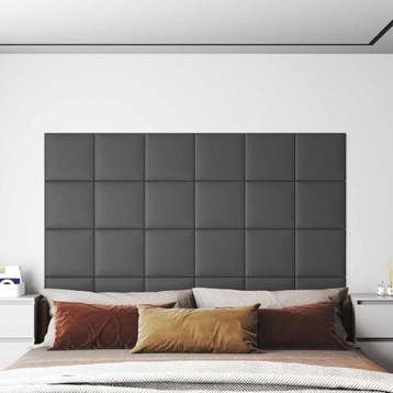 vidaXL Wandhoofdbord 12 st 30 x 30 cm Grijs Stof, Doe-het-zelf en Verbouw, Platen en Panelen, Verzenden, Nieuw