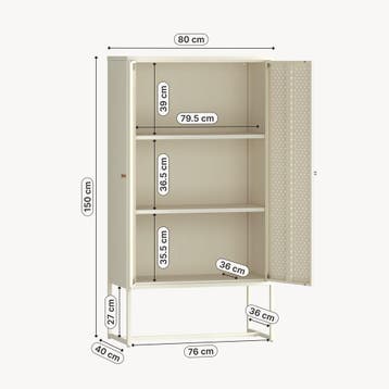 Woonkamerkast Viitasaari commode 150x80x40 cm crèmewit [en.c, Huis en Inrichting, Verzenden, Nieuw