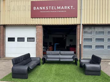 Banken De Sede DS-2011 bankstel  design zetel zwart leer, Design, Rechte bank, Vierpersoons of meer, Leer