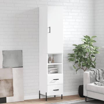 vidaXL buffetkast 34,5x34x180 cm bewerkt hout wit, Huis en Inrichting, Kasten | Buffetkasten, Minder dan 50 cm, Verzenden, Nieuw