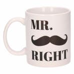 Mr. Right koffiemok / beker 300 ml - Bruiloft mokken, Ophalen of Verzenden, Nieuw