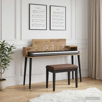 vidaXL studiobureau Artisanaal eiken 110 x 36 x 19,5 cm, Muziek en Instrumenten, Keyboards, Verzenden, Nieuw