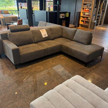 Hoekbank Fabria - Stof Enter Slate - Inclusief hoofdsteun -, Hoekbank, Nieuw, Ophalen of Verzenden, 200 tot 250 cm