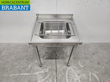 RVS Uitgietbak Spoelbak met rooster 60 x 60 x 65 cm Horeca, Ophalen of Verzenden, Gebruikt