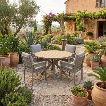 Quincy dining tuintafel latte 120xH75 cm rond polywood blad, Tuin en Terras, Ophalen of Verzenden, Nieuw
