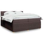vidaXL Boxspring met matras stof donkerbruin 200x200 cm, Huis en Inrichting, Slaapkamer | Bedden, Bruin, Verzenden, Overige maten