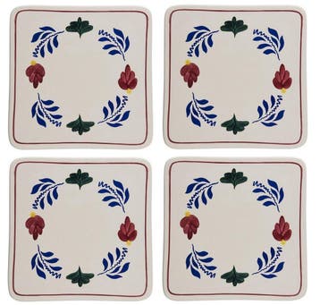 Boerenbont Pannen Onderzetter 20x20cm Aardewerk set van 4, Verzenden, Nieuw, Aardewerk, Overige typen