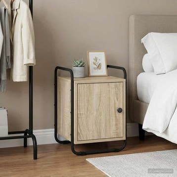 vidaXL Nachtkastje Sonoma Eiken Bewerkt hout, Minder dan 45 cm, Verzenden, Nieuw, Minder dan 55 cm