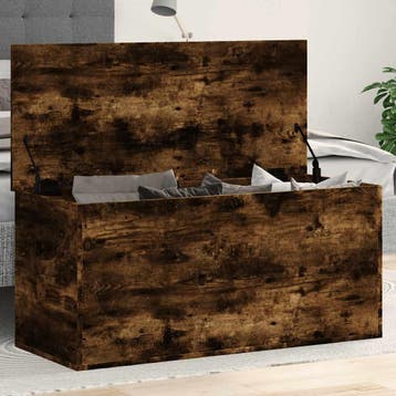 vidaXL Opbergbox 100x42x46 cm bewerkt hout gerookt, Huis en Inrichting, Verzenden, Nieuw