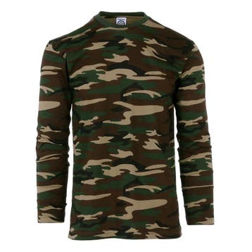 T-shirt leger camouflage woodland met lange mouwen maat....