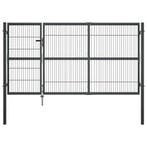 vidaXL Poort met palen 350x140 cm staal antraciet, Verzenden, Nieuw