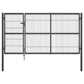 vidaXL Poort met palen 350x140 cm staal antraciet, Tuin en Terras, Verzenden, Nieuw