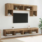 vidaXL TV Wand Eenheden met LED 6 pcs Artisan Eiken Bewerkt, 100 tot 150 cm, Verzenden, Nieuw, Minder dan 100 cm