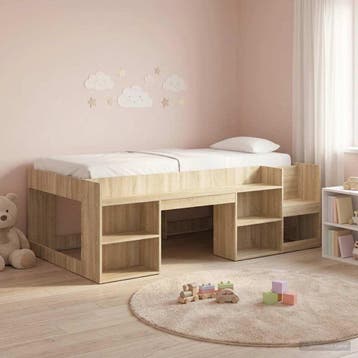 vidaXL Jeugd bedframe met opbergruimte Sonoma Eiken 100 x, Eenpersoons, Bruin, Verzenden, Nieuw
