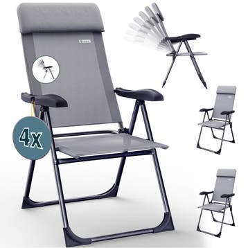 Tuinstoel met Hoge Rugleuning 4 Stuks Grijs Aluminium, Verzenden, Nieuw