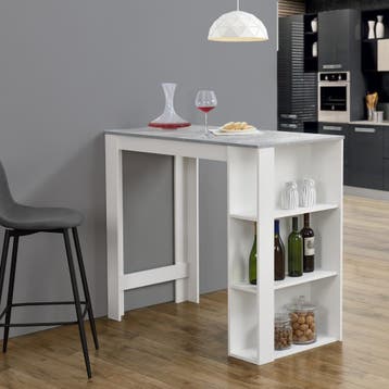 Bartafel Danderyd met 3 planken 120x60x105,5 wit en betonkle, Verzenden, Nieuw