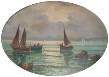 Scuola italiana (XIX-XX) - Marina con barche a vela e