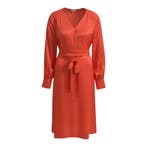 Milano Italy • oranje satijnen midi jurk • 36, Kleding | Dames, Jurken, Verzenden, Oranje, Maat 36 (S), Milano Italy