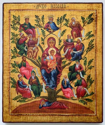 Icoon - Russisch-orthodoxe icoon The Tree of Jesse - hout,