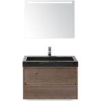 Dante Badmeubelset 80 cm - Tabacco - Wastafel Hardsteen Wit, Ophalen of Verzenden, Nieuw