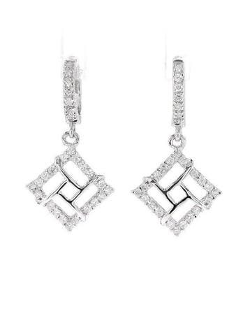 Huggie oorbellen - 14 karaat Witgoud - 0.46ct. tw. Diamant