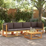 vidaXL 4-delige tuinbankset met kussens acaciahout & touw, Verzenden, Nieuw, Hardhout