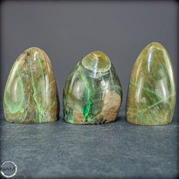 Groene maansteen vrijvorm-set – tijdloze elegantie in zachte
