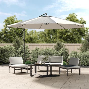 vidaXL Zweefparasol 3,5 m zandwit, Verzenden, Nieuw, 3 tot 4 meter, Zweefparasol