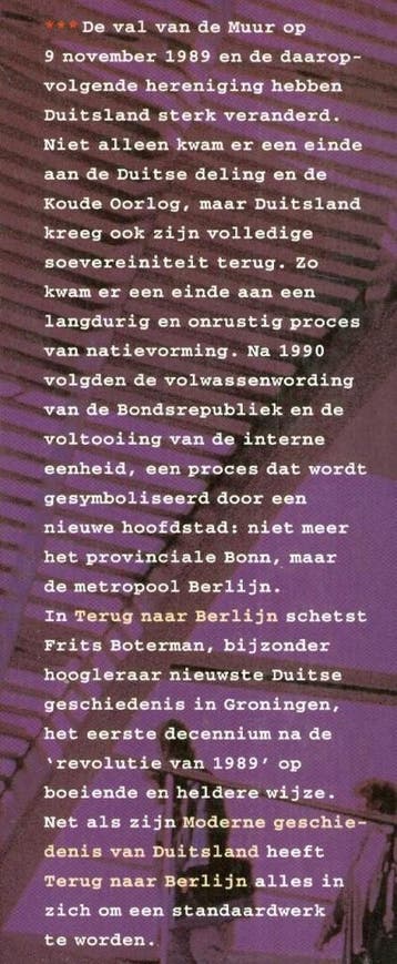 TERUG NAAR BERLIJN 9789029503570 Frits Boterman, Boeken, Verzenden, Gelezen, Frits Boterman