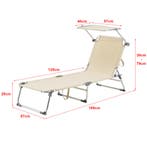 Ligbed met luifel Legorreta 189x57x28 cm tot 115 kg beige, Verzenden, Nieuw