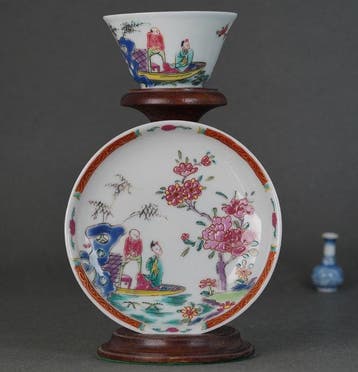 Qianlong (1735-1796) - Kop en schotel (2) - Man and Woman on