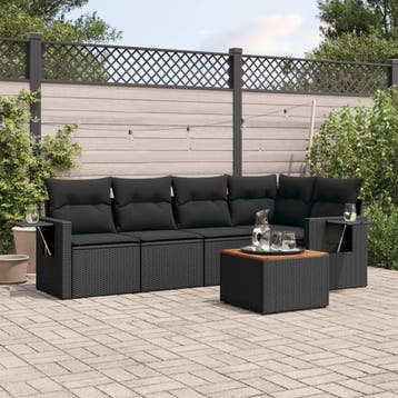 vidaXL Patio Sofa Set 5-zits Black, Verzenden, Nieuw