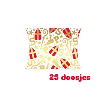 25x Gondeldoosje goudfolie mijter staf - sint, Ophalen of Verzenden, Nieuw, Cadeauzakje