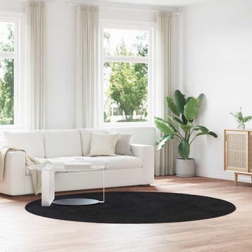 vidaXL Hoogpolig vloerkleed NAVARRA 240x240 cm polyester, Verzenden, Nieuw, Zwart