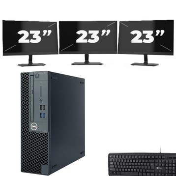 Dell OptiPlex 3070 SFF -   i3-9e  - 8GB  - 256GB  + 3x 23 in, Computers en Software, Desktop Pc's, Verzenden, 8 GB, Refurbished