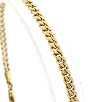 Gouden platte gourmetschakel armband (Schakelarmband), Sieraden, Tassen en Uiterlijk, Ophalen of Verzenden, Gebruikt, Goud, Goud