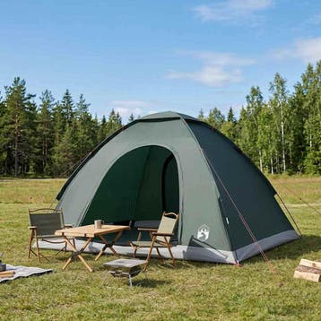vidaXL Kamperen tent 4-persoons Legergroen, Verzenden, Nieuw, Tot en met 2