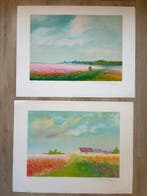 Claude Manoukian (1936) - Lot de 2 lithographies: Les champs