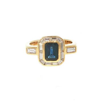 Ring - 18 karaat Geel goud - 2.28ct. tw. Saffier - Diamant -, Nieuw