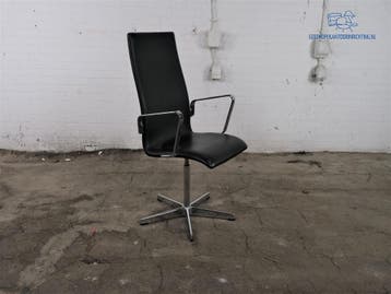 Fritz Hansen Oxford vergaderstoel zwart leer zeer nette, Verzenden, Gebruikt, Overige materialen